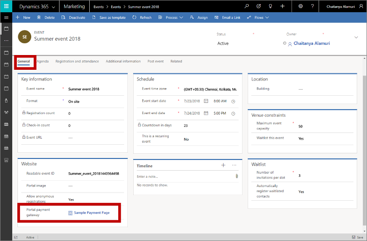 La configuración de la plataforma de pago del portal.