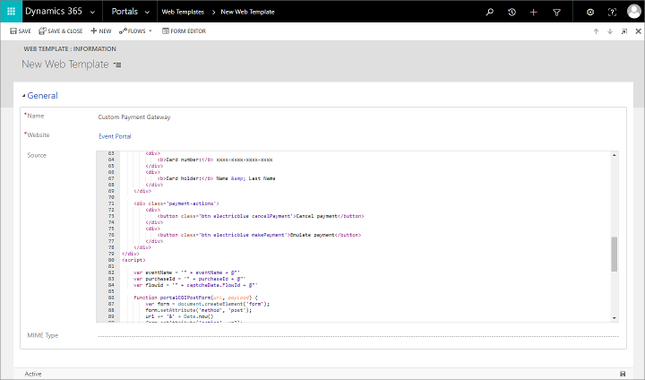 Una configuración de plantilla web de ejemplo.