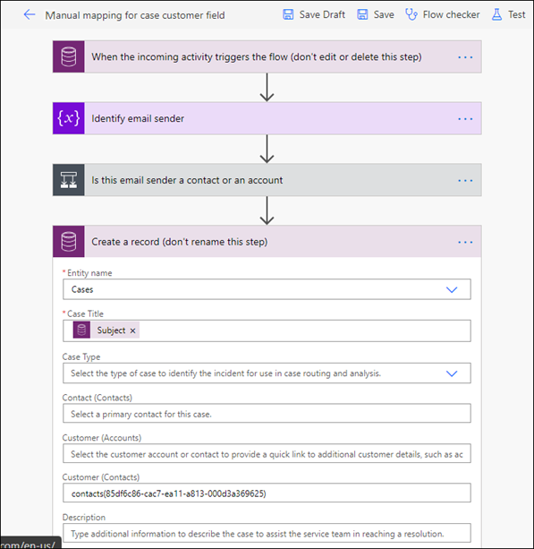 Configurar la asignación manual para crear contacto.