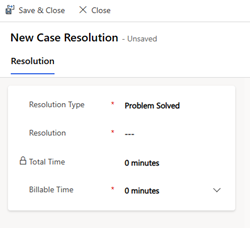Captura de pantalla que muestra el cuadro de diálogo de resolución de caso personalizado