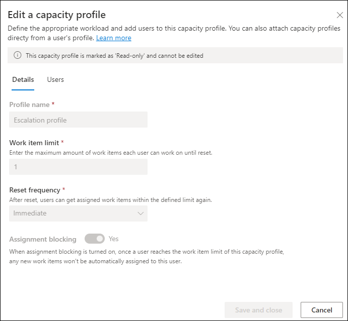 Configuración del perfil de escalamiento