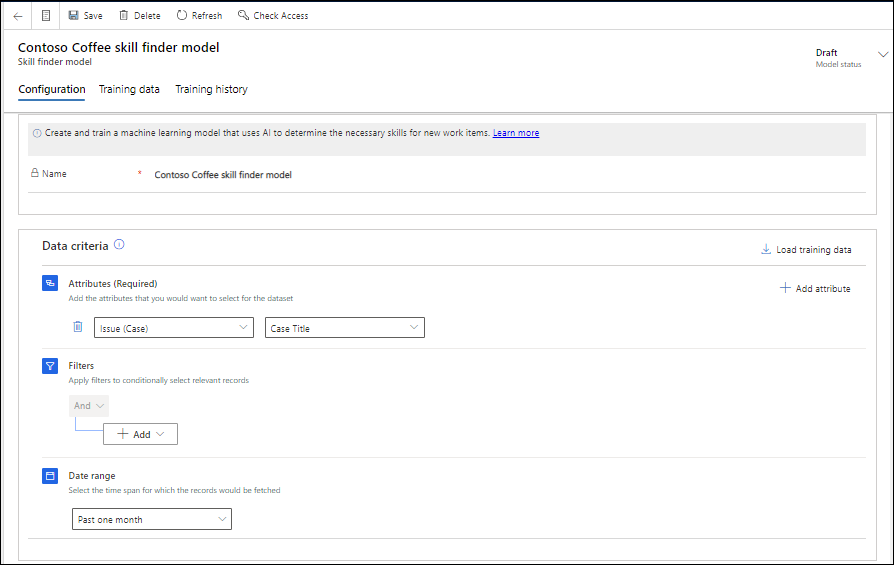 Configurar modelo de buscador de aptitudes.