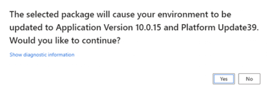 Cuadro de diálogo Confirmar actualización de la aplicación.