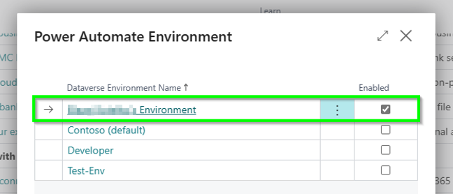 Seleccionar un entorno de Dataverse para el grupo Automatizar