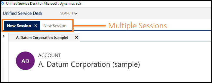 Varias sesiones en Unified Service Desk.