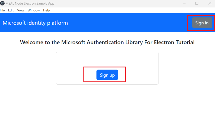 Screenshot of sign in into an electron desktop app.