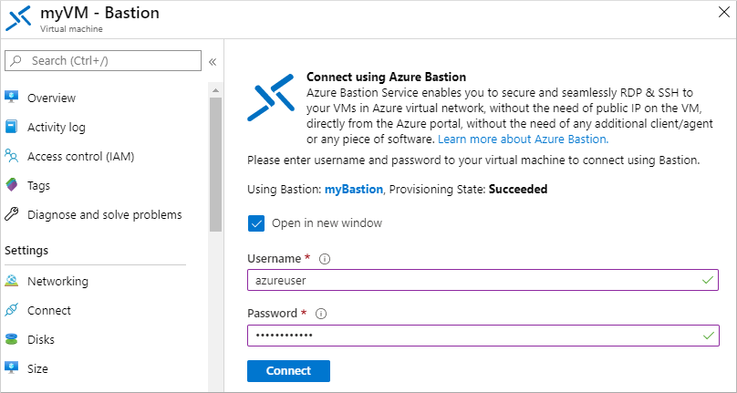 Conectar a través del host Bastion