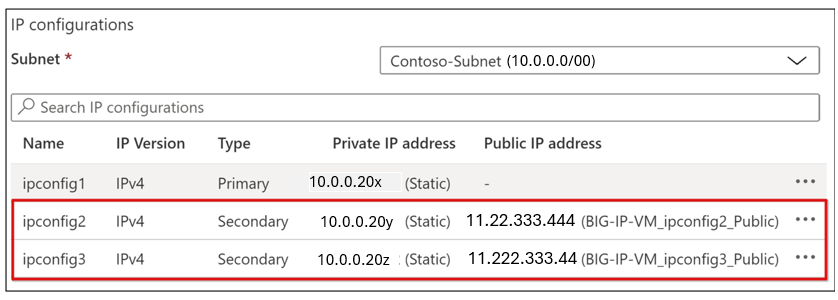 Captura de pantalla de las configuraciones de IP.