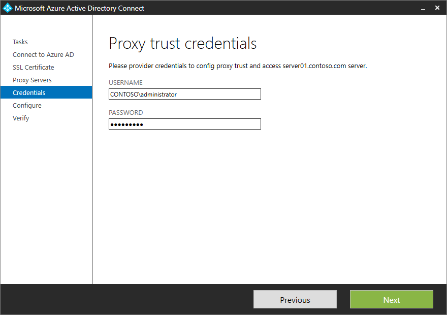 Credenciales de confianza del proxy