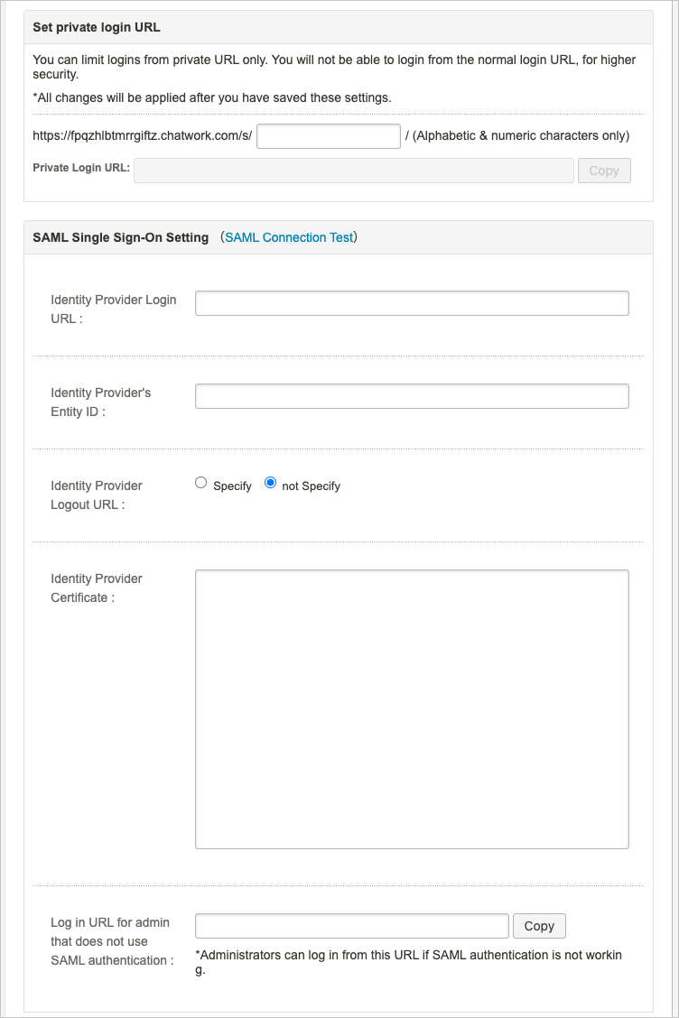 Configuración de las opciones de inicio de sesión de SAML