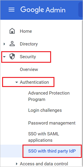 Página de seguridad de G suite.