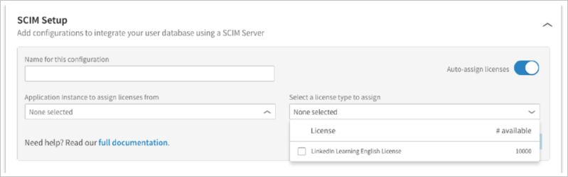 Captura de pantalla que muestra la página de configuración de S C I M.