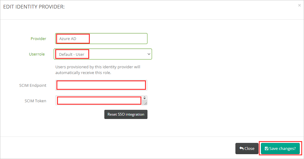 Captura de pantalla de la configuración del proveedor de identidades de Peripass