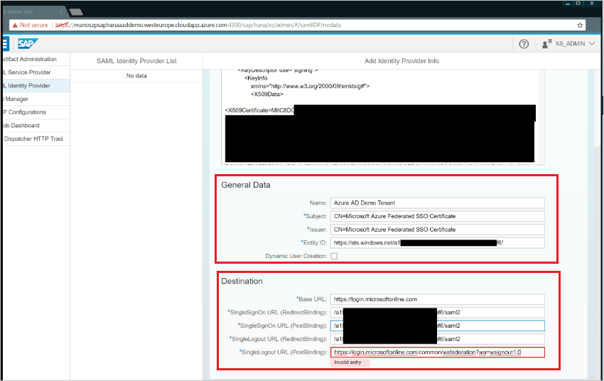 Adición de la configuración del proveedor de identidades