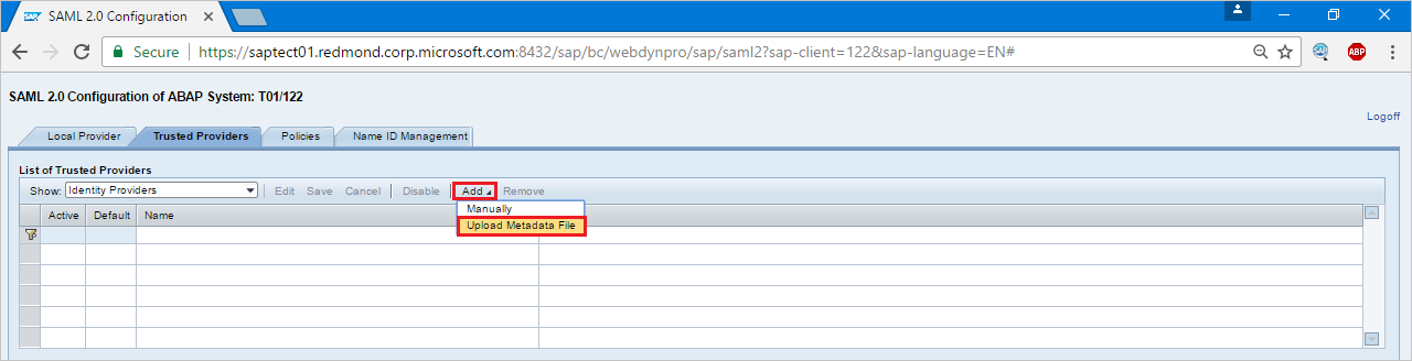 Configuración de inicio de sesión único 2