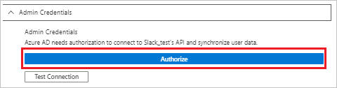 Captura de pantalla que muestra el botón Authorize Admin Credentials (Autorizar credenciales de administrador).