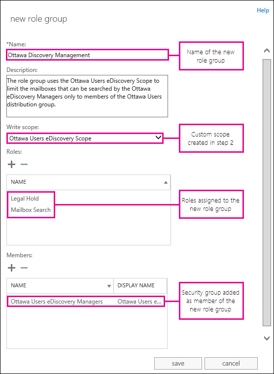 Cree un nuevo grupo de roles para un ámbito personalizado.