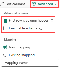 Captura de pantalla de opciones avanzadas de CSV.