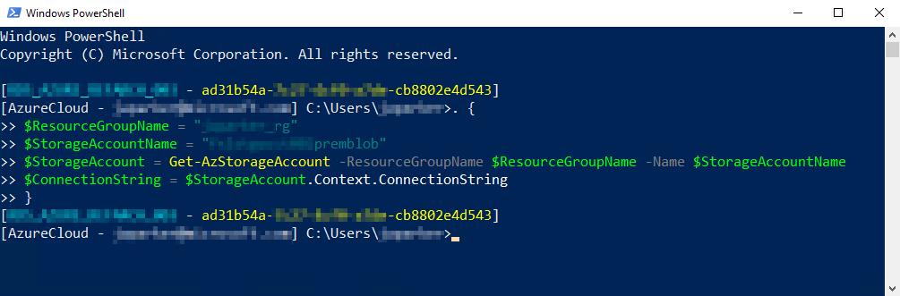 obtención de cadena de conexión de PowerShell