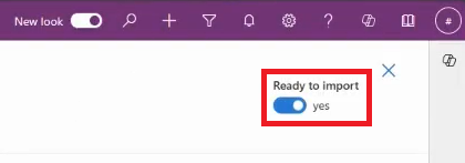 Captura de pantalla que muestra cómo alternar la importación como Listo para importar.