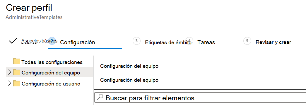 Captura de pantalla que muestra cómo aplicar la configuración de la plantilla ADMX a los usuarios y dispositivos de Microsoft Intune.