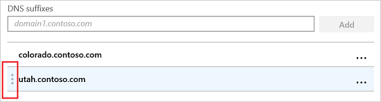 Seleccione los tres puntos y haga clic y arrastre para mover el sufijo dns.