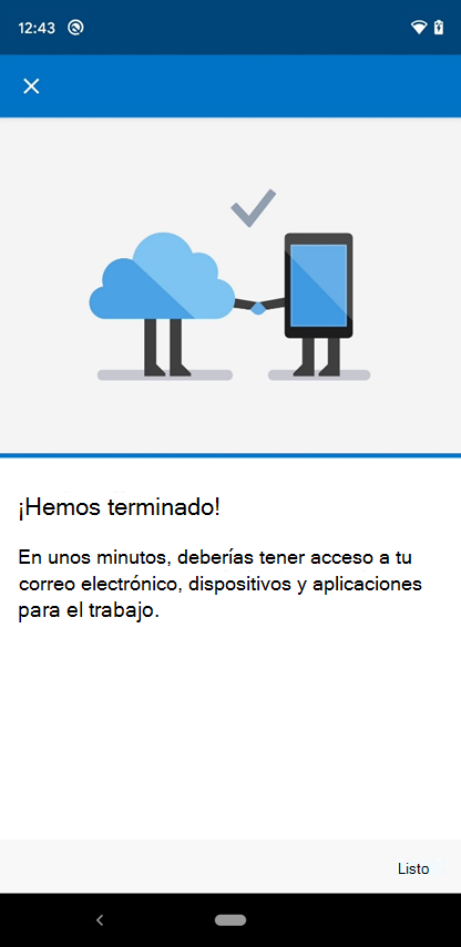 Captura de pantalla de la aplicación Intune Toda la pantalla está establecida.