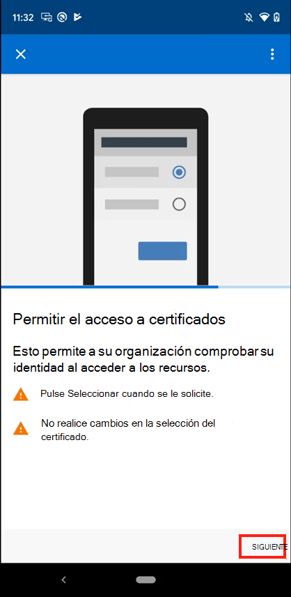 Captura de pantalla del mensaje Certificados listos