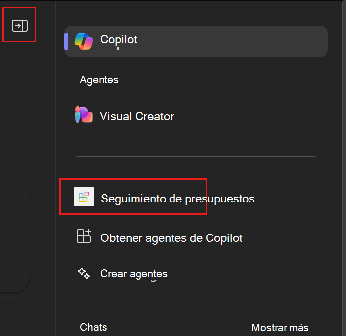 Captura de pantalla de la lista Agentes en Microsoft Teams