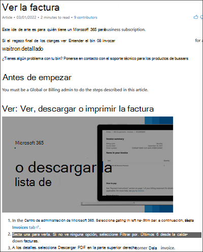 Captura de pantalla: ejemplo support.microsoft.com artículo