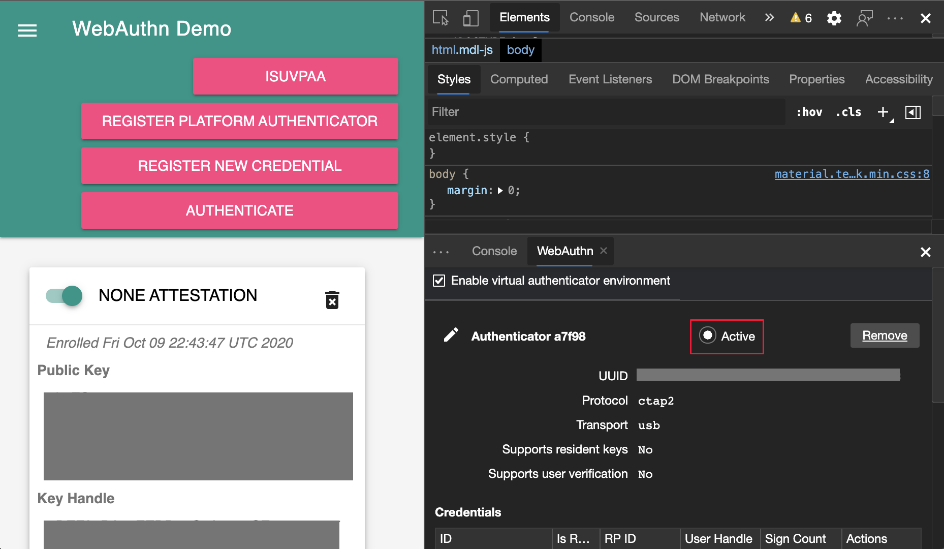 Configuración del autenticador activo