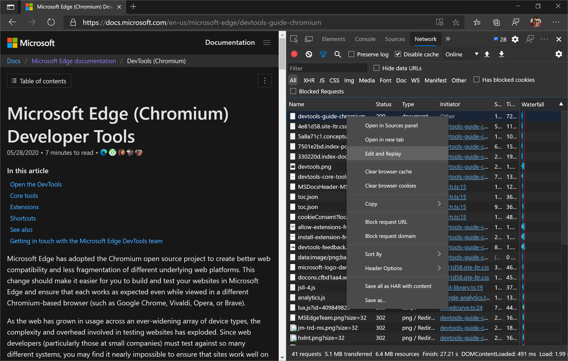 Editar y reproducir una solicitud en networklog con la consola de red