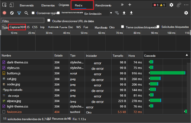 La herramienta Red ahora muestra Fetch/XHR en lugar de XHR.