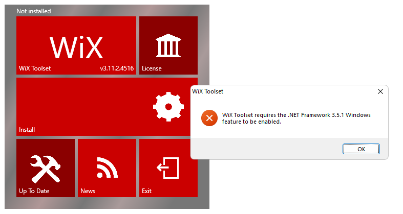 Cuadro de diálogo Requiere .NET Framework