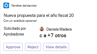 En el ejemplo se muestra una tarjeta de contactos de tarjeta adaptable en dispositivos móviles.