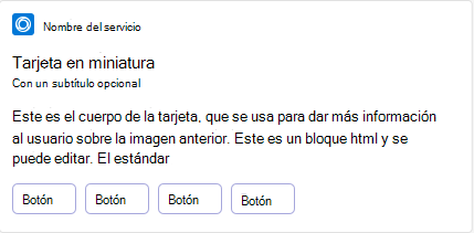 En el ejemplo se muestra una tarjeta miniatura de tarjeta adaptable en dispositivos móviles.