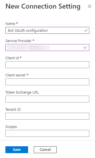 Captura de pantalla que muestra los campos adicionales de Nueva configuración de conexión.