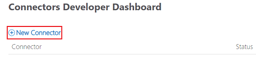 Captura de pantalla del panel para desarrolladores de conectores con +Nuevo conector resaltado en rojo.