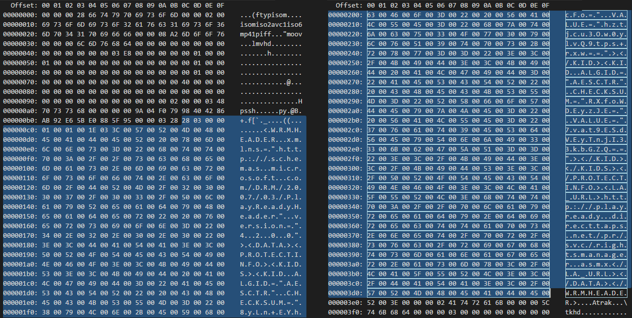 PlayReady Object Hex Dump