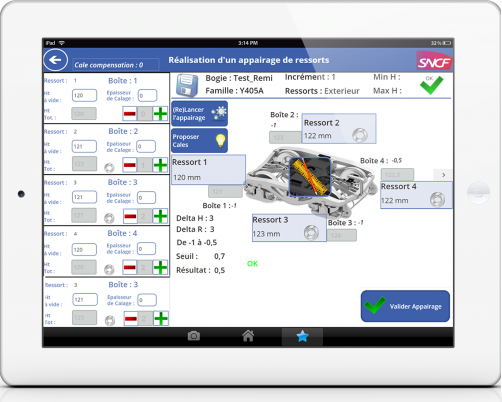 Captura de pantalla de la configuración de fabricación de SNCF.