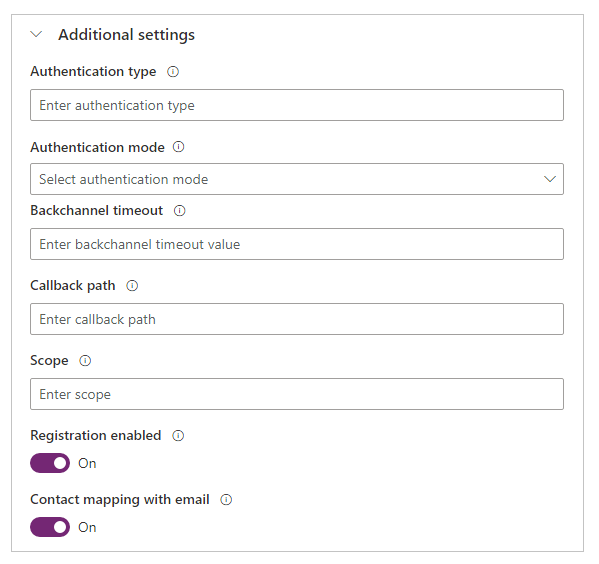 Configurar valores adicionales.