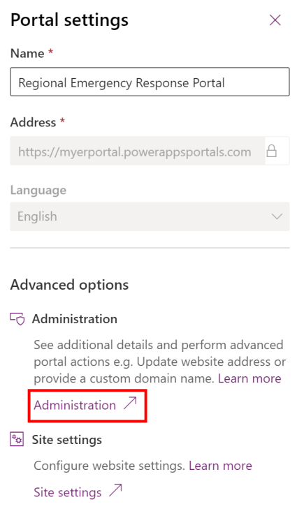 Administración de configuración del portal.