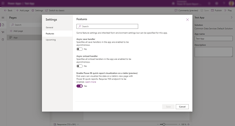 Visualización de informe de Power BI habilitada en una tabla