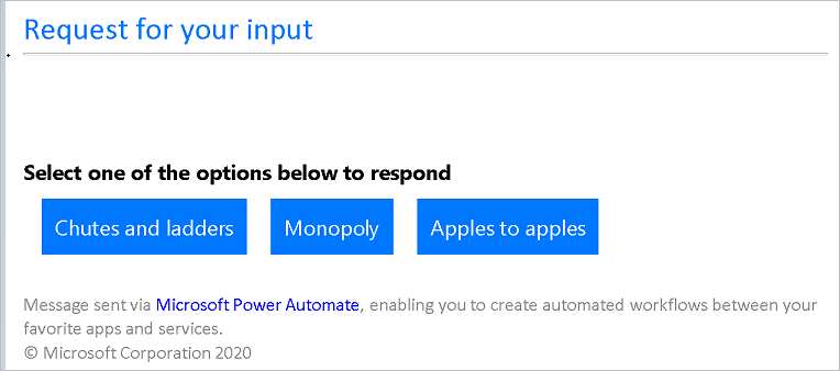 Captura de pantalla de un correo electrónico con botones de votación.