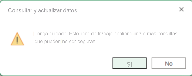 Captura de pantalla que muestra el cuadro de diálogo Consultar y actualizar datos.