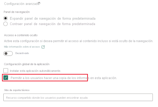 Captura de pantalla de la casilla Guardar una copia en la pestaña Configuración.