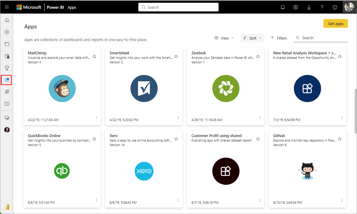 Aplicaciones en el servicio Power BI