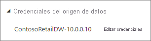 Captura de pantalla del cuadro de diálogo Credenciales del origen de datos del servicio Power BI.