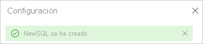  Captura de pantalla de la creación correcta del origen de datos SQL.