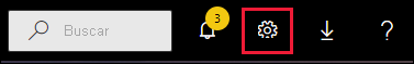 Captura de pantalla que muestra la barra de menús de Power BI. El cuadro de búsqueda y algunos botones de icono están visibles. El icono de engranaje está invocado.